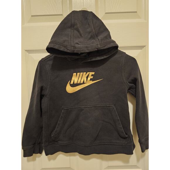 Nike Hoodie Youth Small – Black/Gold Pullover Sweatshirt – Standard Fit - Picture 1 of 5